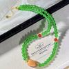6Mm Ice Clear Emperor Green Chalcedony Agate Design Clavicle Chain Necklace