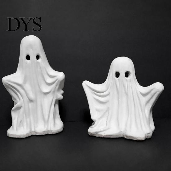 Hollow Sculpture for LED Halloween Ghost Figurine, Spooky Cute Statue, Retro White Indoor Holiday Decor Ornament Home Tabletop Fireplace Party