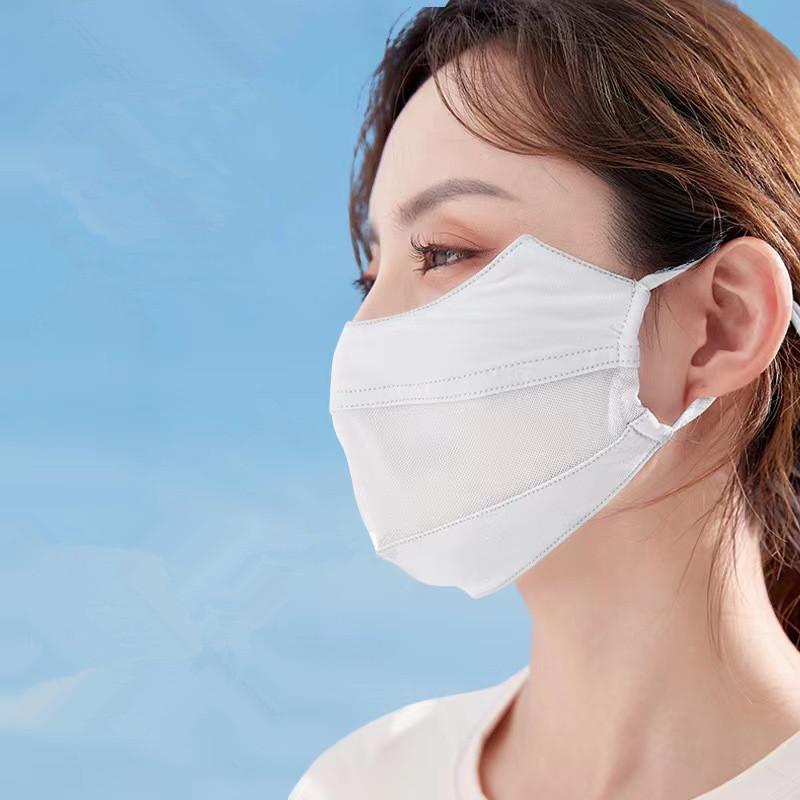 

Ice Silk Mask For Women Thin Mesh Breathable Mask Summer Sunscreen Face Scarf Outdoor Cover Hiking Riding Running Sport Mask белый