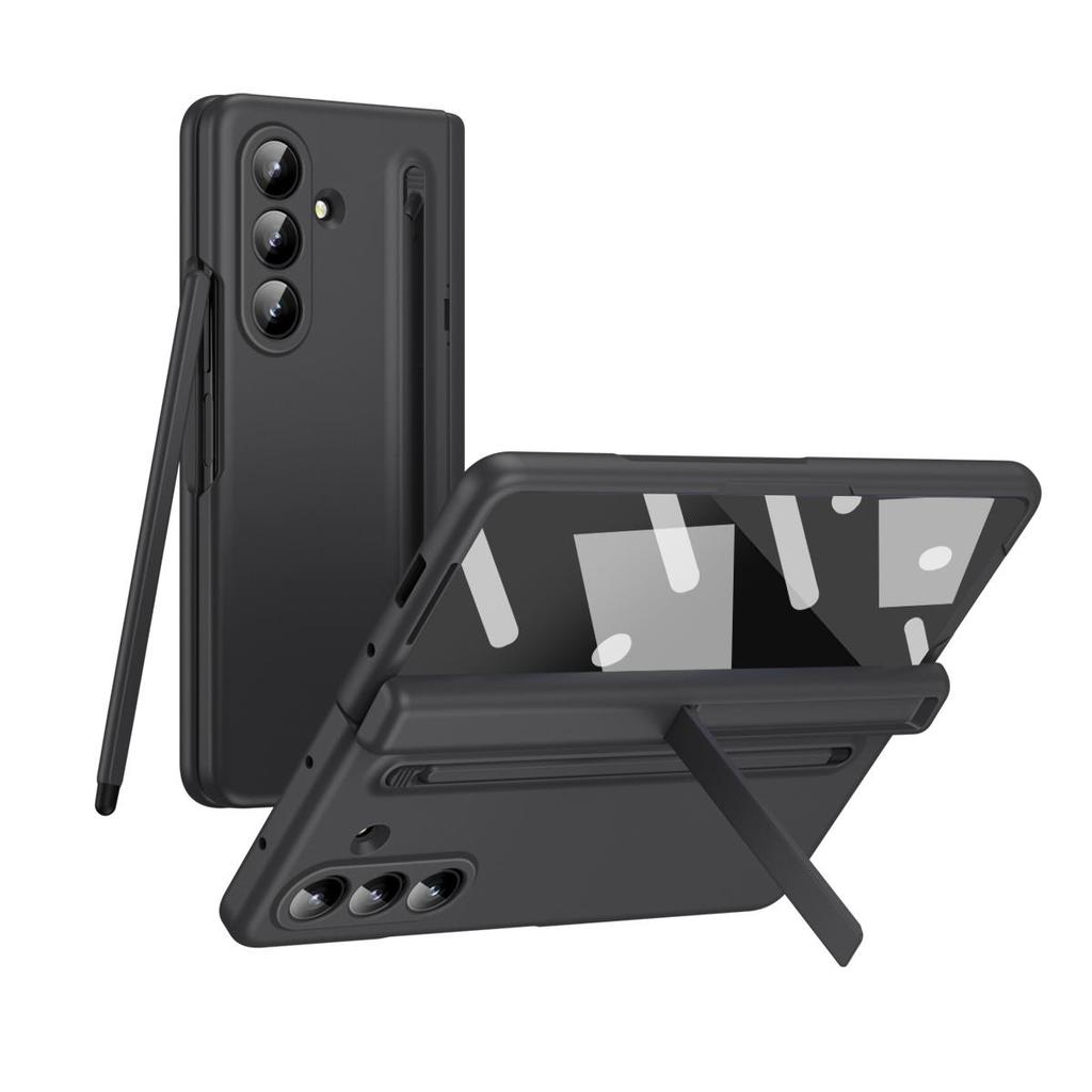 Phone Case For Samsung Galaxy Z Fold 7 Hinged Protection ,Shockproof PC + Tempered Glass Film Holder Back Cover With Pen slot and Stylus New