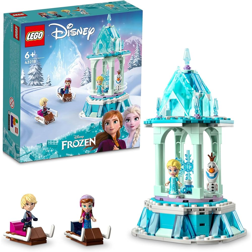 LEGO Disney Princess Anna and Elsa Magical Carousel Toy Building Set for Kids Ages 6-9