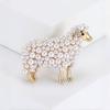 Sheep Brooch with Faux Pearls and Metal Alloy Base Pin for Clothing Accessories Ladies Fashion Jewelry Gift