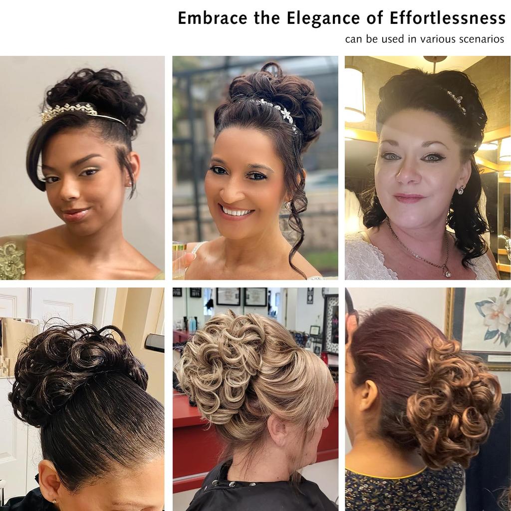 Combs Messy Bun Hair Piece Curly Dish Hair Buns Extension Thick Chignon Hairpiece Clip in Ponytail Scrunchies Hair Pieces for Women