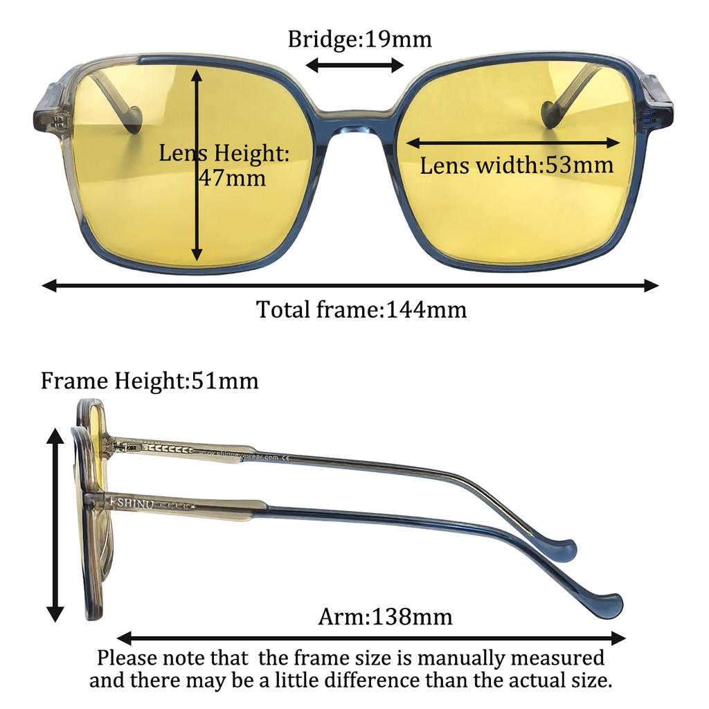 Big Square Acetate Frame Sunglasses Women Anti Blue Light Lens Night Vision Driving Glasses Stylish Eye Protection