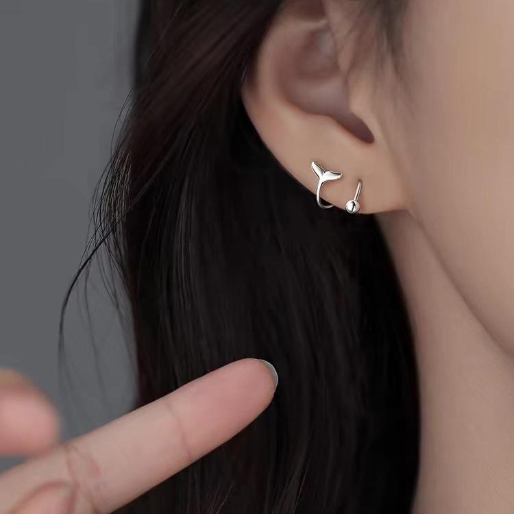 925 Sterling Silver Fishtail Earrings for Women - New 2024 High-End Light Luxury Design