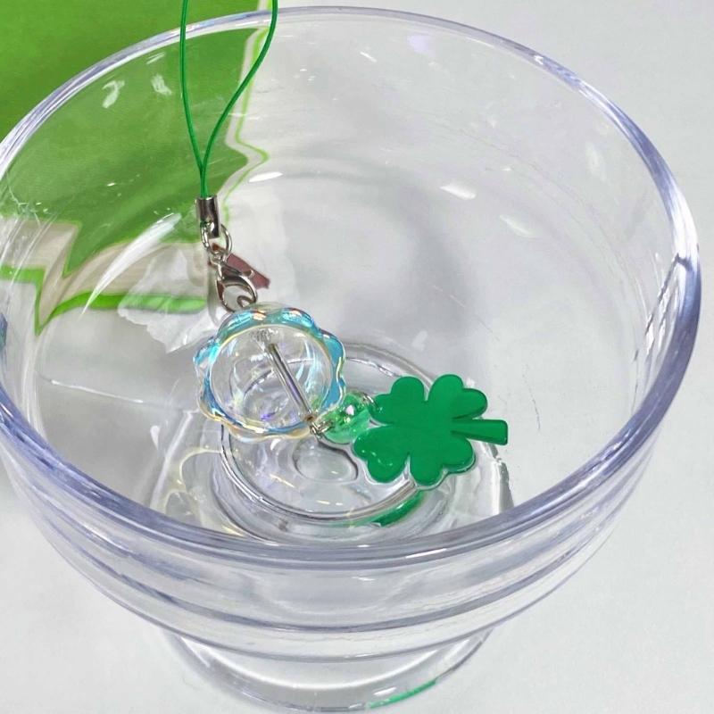 Clear Elegant Color Four Leaf Clovers Phone Charm with Wind Chimes Portable Good Luck Fashion Accessory Daily Use