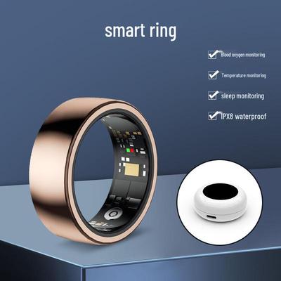 Waterproof Smart Ring with Heart Rate, Blood Oxygen, Sleep & Stress Monitoring, Includes Charging Case.