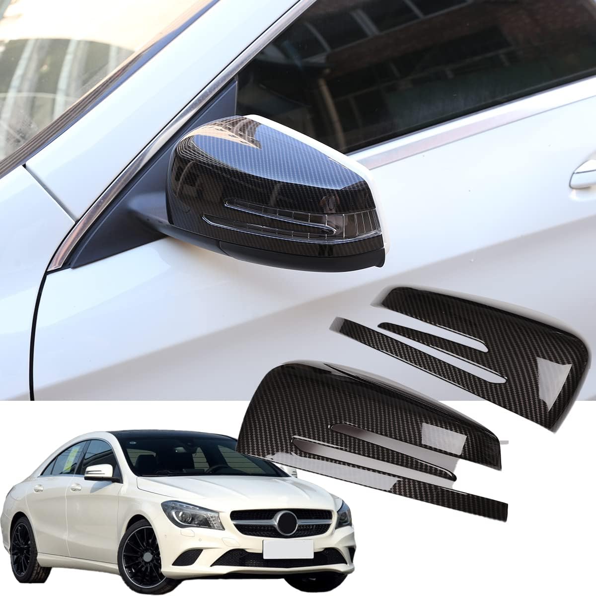 

For Mercedes Benz A CLA GLA GLK Class W176 W117 X156 X204 2014-2017 Carbon Fiber Side Rear View Mirror Cover Trim