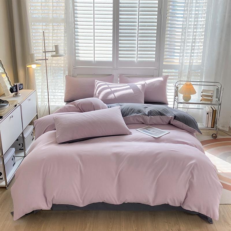 

Комплект постільної білизни з рожевої бавовни прання Підковдра 240x220 Постільна білизна 160x200 Євро Розмір Простирадла Повний комплект Двоспальні покривала Ковдра xl Sets&1.2m Bed 150x200 cm