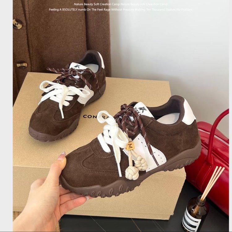 

Версия из коровьей кожи новый цвет~ 5 см увеличение внутренней высоты полумесяц толстая подошва шнурки мандаринки спортивная и повседневная обувь женская немецкая тренировочная ш 40