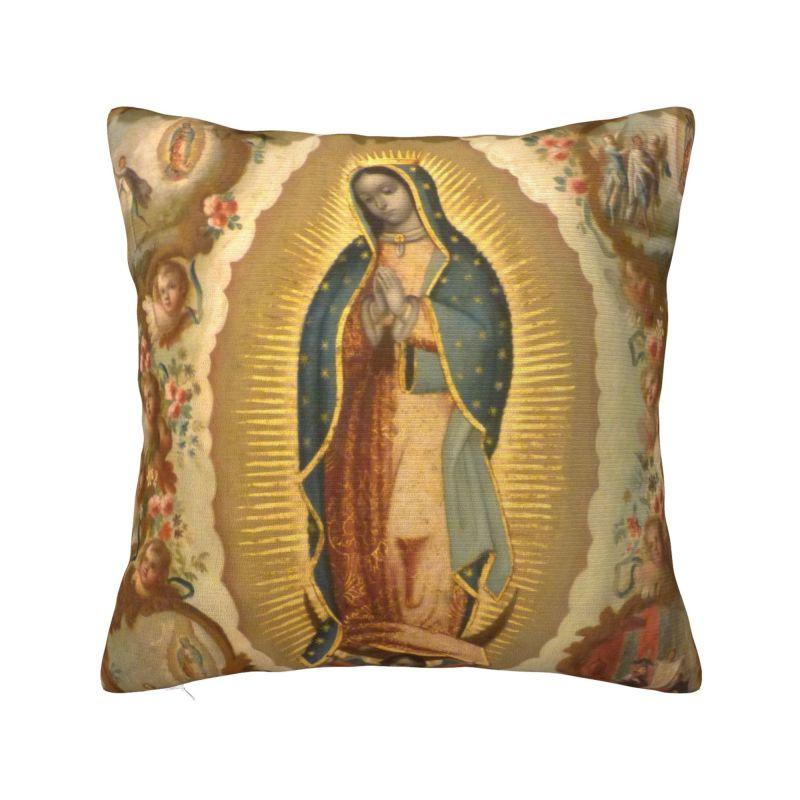 Our Lady Of Virgin Mary Mexico Pillow Covers Living Room Christian Jesus Saint Catholic Luxury Cushion Cover Velvet Pillowcase