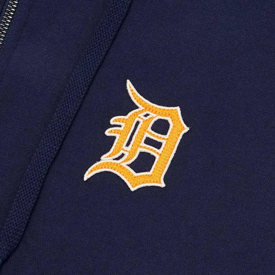 MLB Detroit Tigers Logo Print Hooded Zip Jacket Men Jackets Blue 3ATRB0426-46NYD