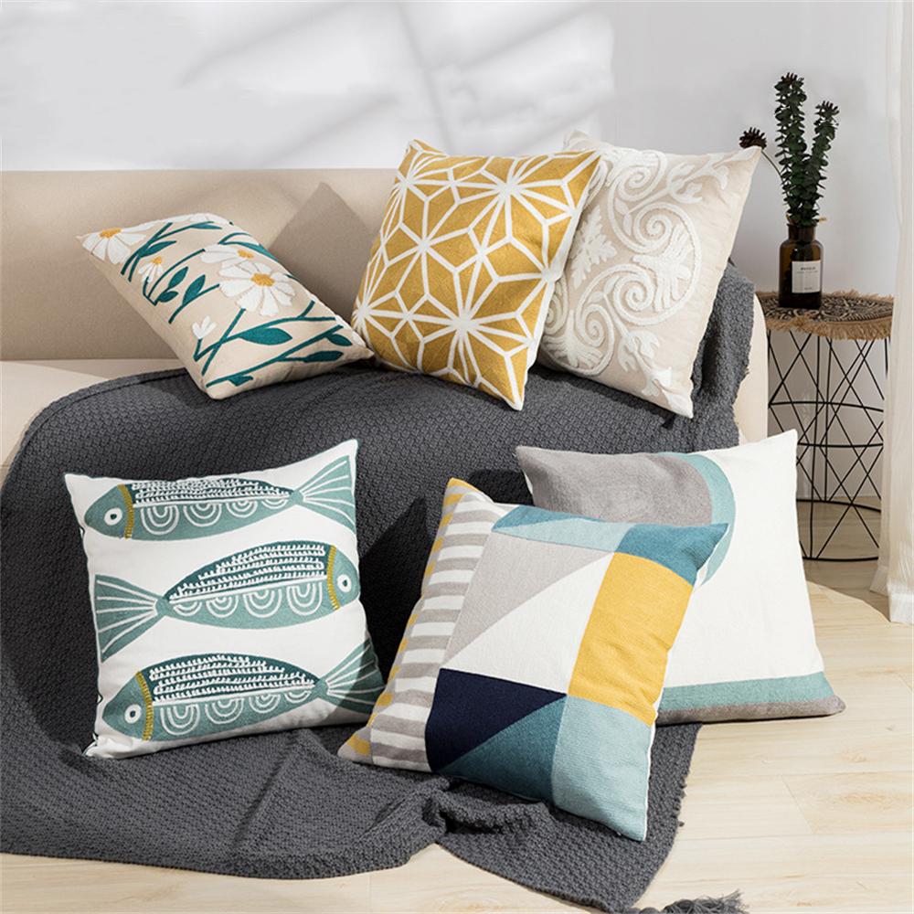 Embroidery Decorative Pillowcase Nordic Homestay Style Cushion Cover Home Living Room Sofa Geometric Pillow Cover Funda Cojin