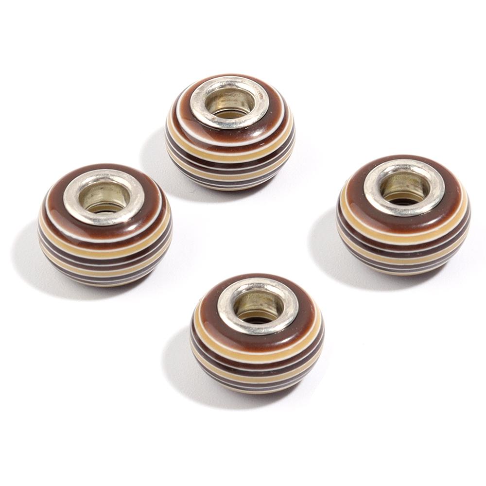 20pcs 14x8.5mm Resin Beads Rainbow Stripe Flat Round Big Hole Loose Beads For Jewelry Making DIY Bracelets Necklace Accessories