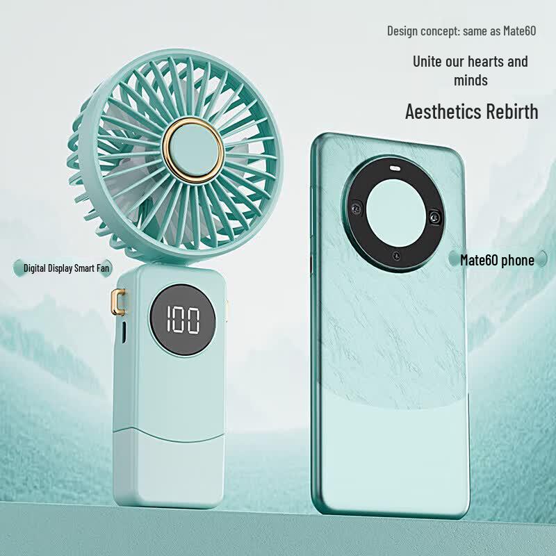 Smart Digital Handheld Foldable Mini Fan CN plug (adapter included)