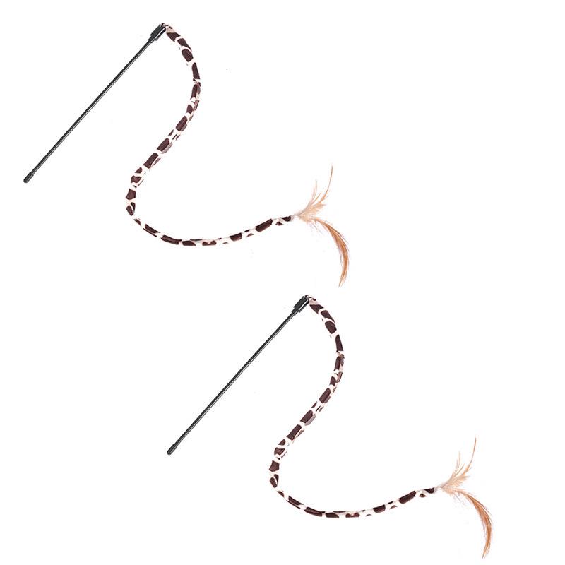 Leopard Print Cat Teaser with Bell and Feather - Long Strip for Self-Entertainment and Stress Relief