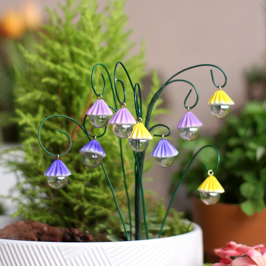 9 colorful fan-shaped garden bonsai plugins, fake flower plugins, crystal clear water droplets, carefully prepared gifts