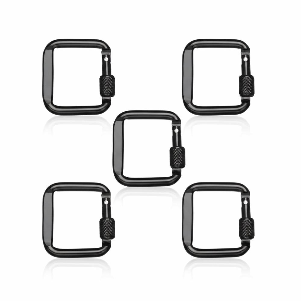 5pcs Square Carabiner Durable Keychain Buckle Accessories Snap Hook Clip  Hiking