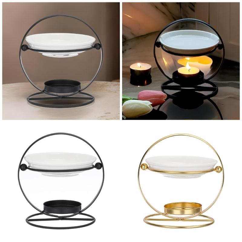 High Temperatures Resistant Ceramics Wax Melt Burners Essential Oil Diffuser Metal Tealight Stand for Relaxing Ambiances