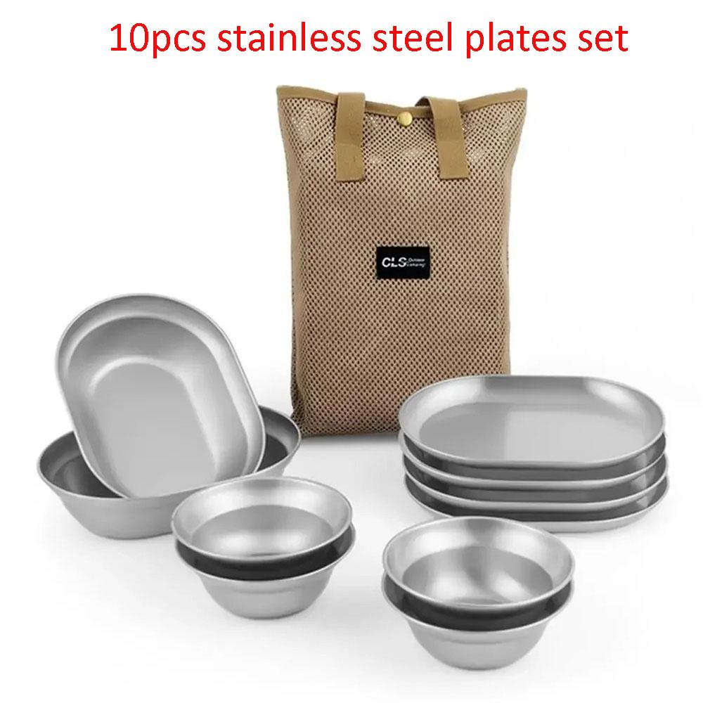 Portable Stainless Steel Plates Outdoor Dinnerware