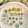 Mori Butterfly Flower Green Earrings Temperament Versatile Stud Earrings Personality Sweet Small Fresh Earrings