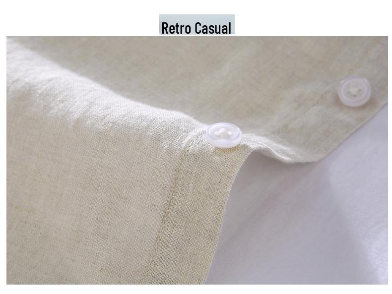 Men's Long Sleeve White Linen Shirt – Breathable, Casual, Korean Style for Spring/Summer