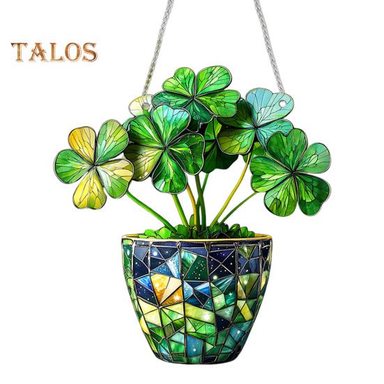 

2D плоский клеверный орнамент, окрашенный акриловым оконным ловцом солнца, подвесным украшением в виде листа монстеры, зеленью, подарок для любителей природы зелёный