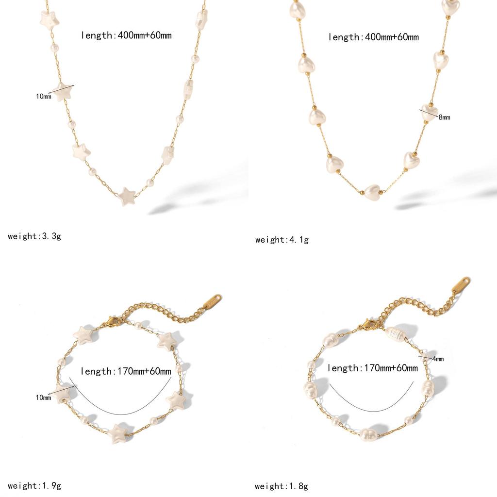 Style Heart Pearl Necklace For Women With Star Pendant And Olink Chain