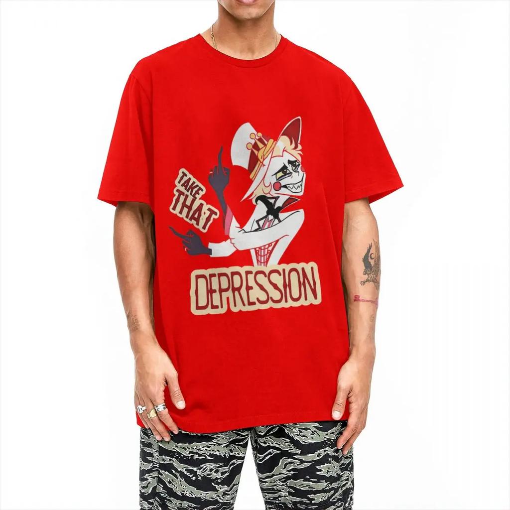 Men Take THAT Depression Lucifer Hazbins Hotels T Shirt Cotton Clothes Vintage Short Sleeve Crewneck Tee Shirt Summer T-Shirts
