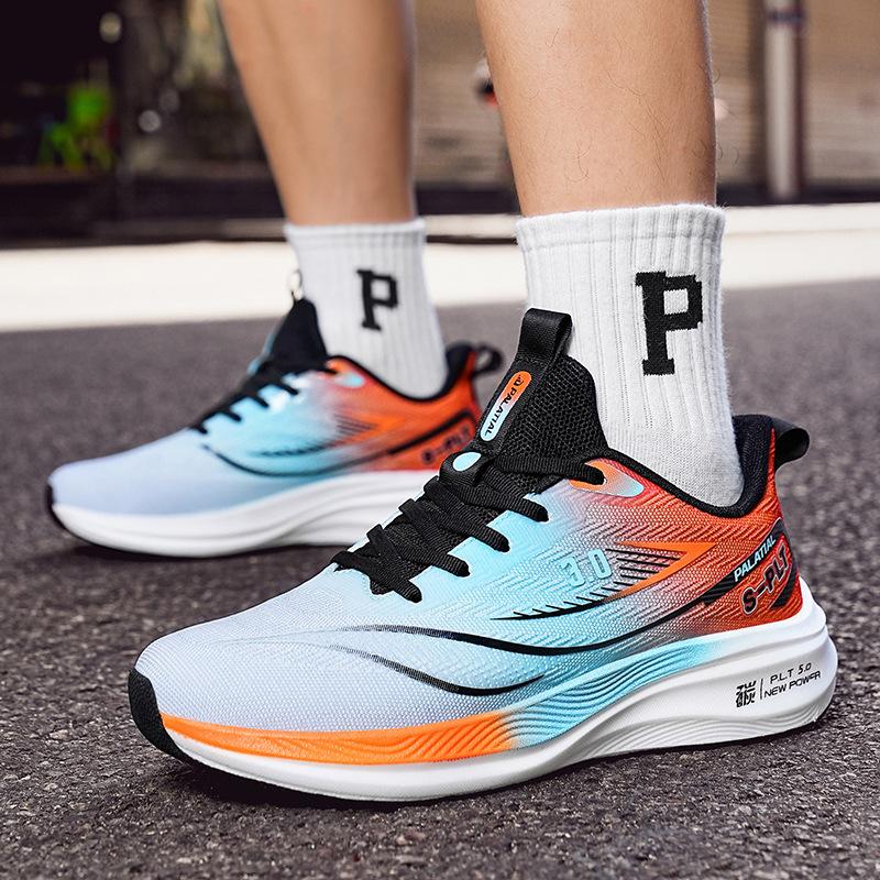 Guochao full palm carbon plate youth non-slip wear-resistant sports shoes male students youth shock-absorbing racing running shoes tide
