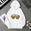 Hoodie Clinking Beer Mugs Print Lively Social and Festive Free Style Graphic Soft Fabric for Celebration-Themed Casual Looks