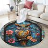 Owls and Flowers Round Area Rug,Carpet Rug for Living Room Bedroom Sofa Playroom Decor,Non-slip Floor Mat