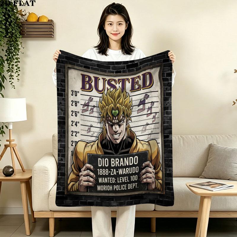 1PC Jojos Bizarre Adventure Patterned Flannel Blanket Suitable For All Seasons For Home Decor Warmth And Comfort Gifts Holiday Present