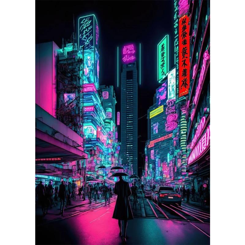 80s Neon Poster Aesthetics City Tour Colorful Night Canvas Painting Wall Art Posters and Prints for Living Home Decoration Gift