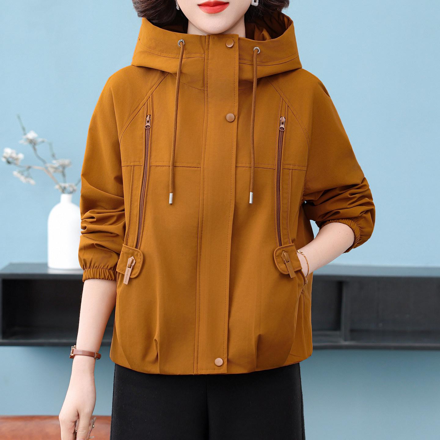 

Mom s 2026 Stylish Short Windbreaker: Spring & Autumn Casual Jacket for Middle-aged and Elderly Women 5XL for 75-82.5 kg