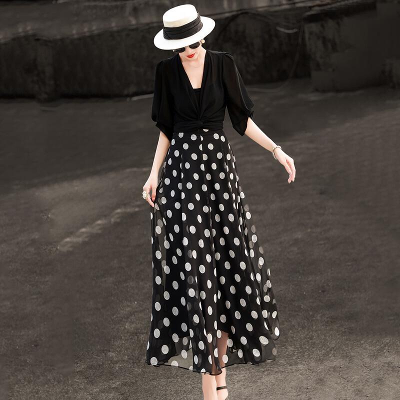 Women s French Style Polka Dot Two-Piece Set L