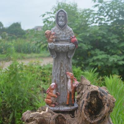 St. Francis e Amigos Animais Artesanato em Resina Estátua de Jardim ao Ar Livre Alimentador de Pássaros