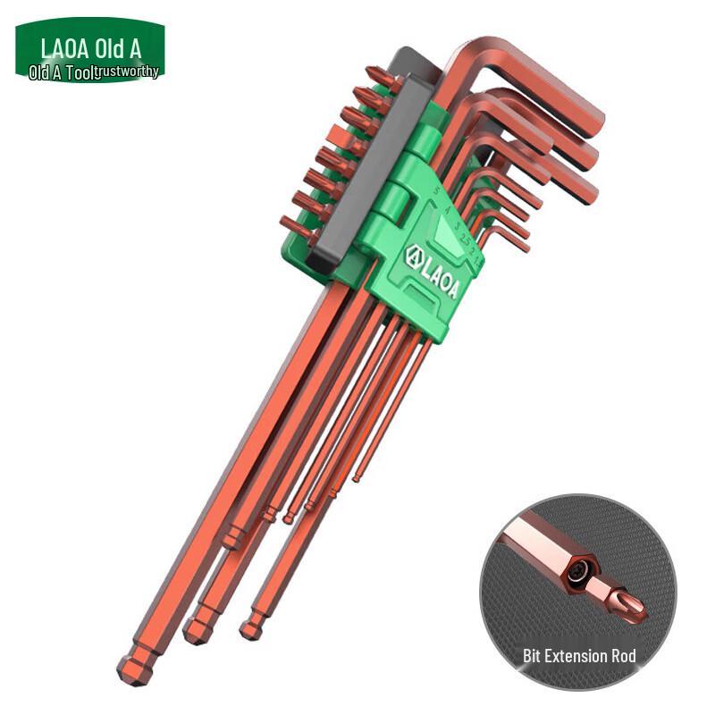LAOA 17-Piece Extra-Long Hex Key Set with Bits