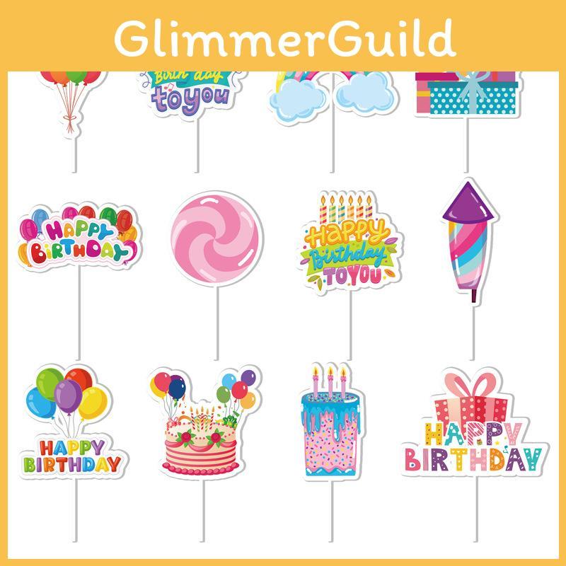 Party Cake Flags With Paper Material For Birthday Event Decor Set Of 12