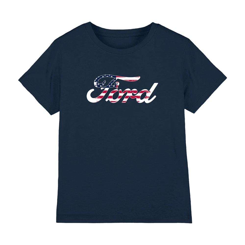 Детская футболка с логотипом Ford Flag, 3-13 лет, темно-синяя S