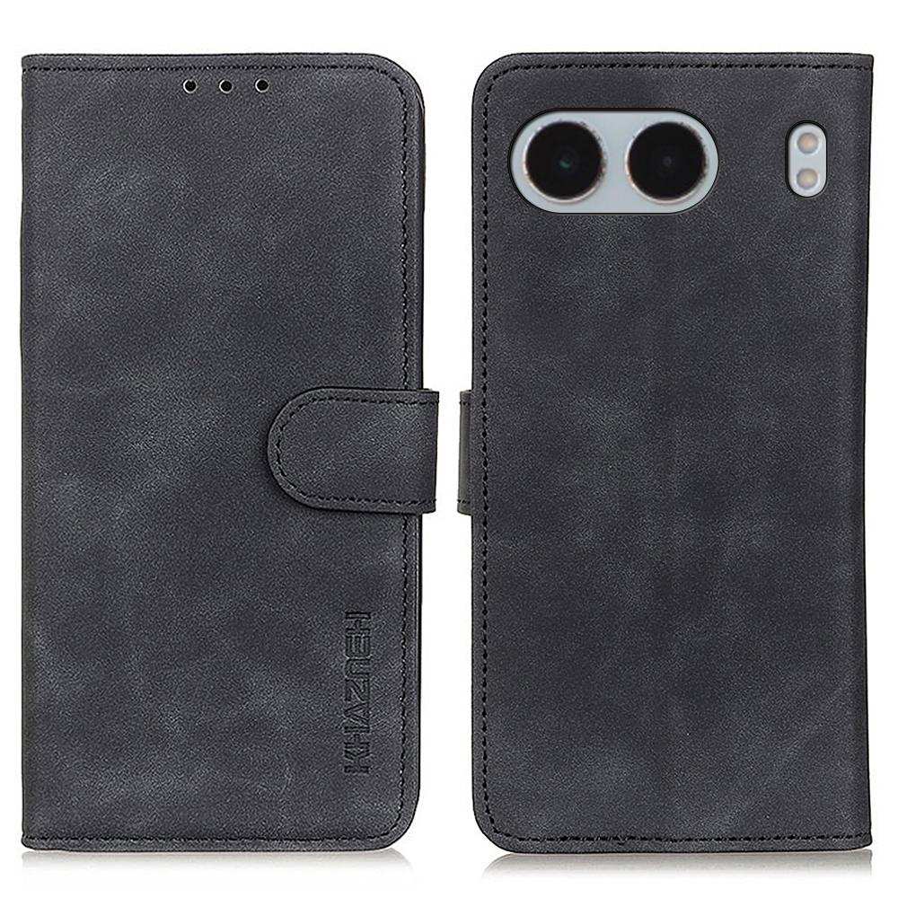 

KHAZNEH For OnePlus Nord 4 Case Retro PU Leather Wallet Stand Phone Cover Black