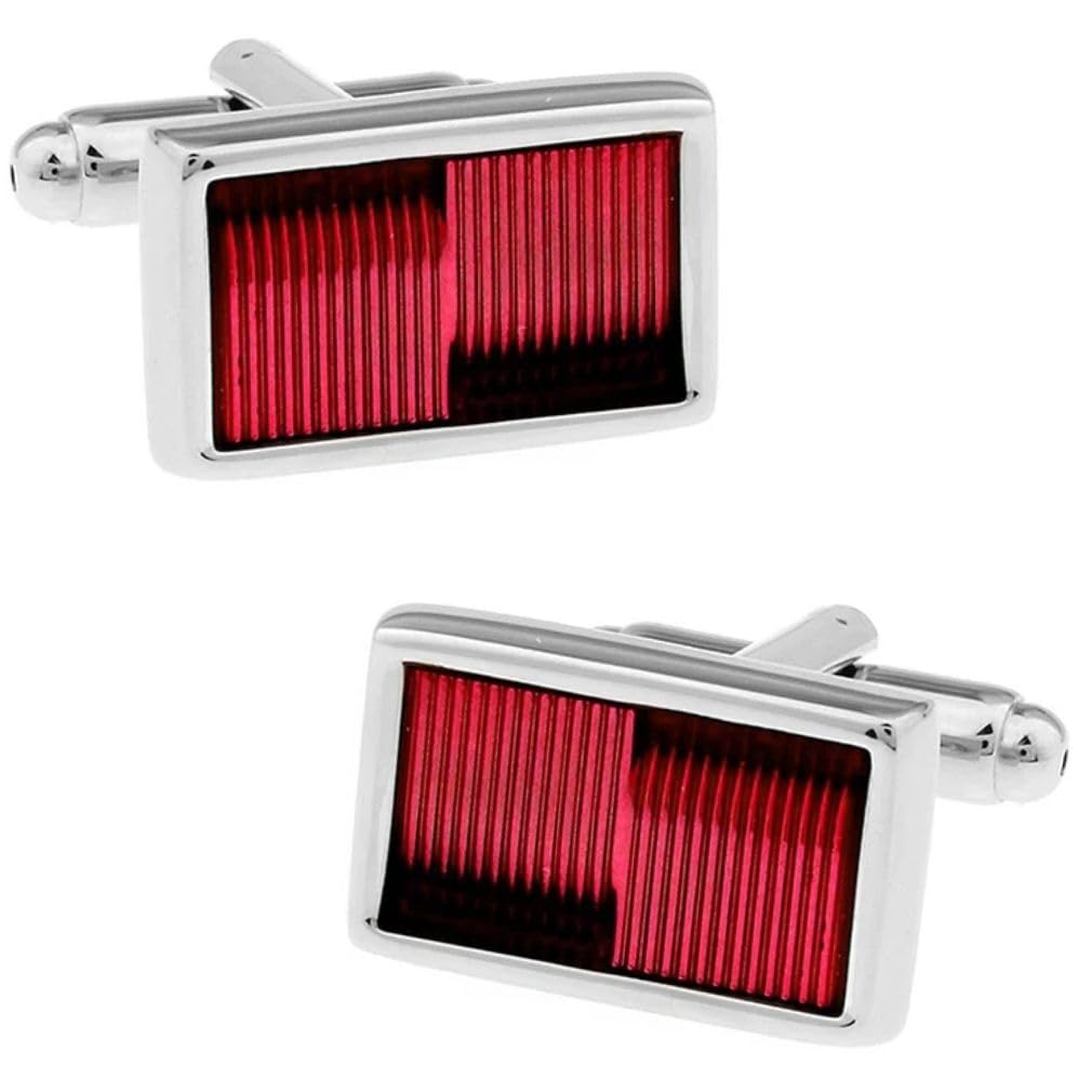 

Red Stripe Rectangle Cufflinks Cufflinks Cufflinks n02636