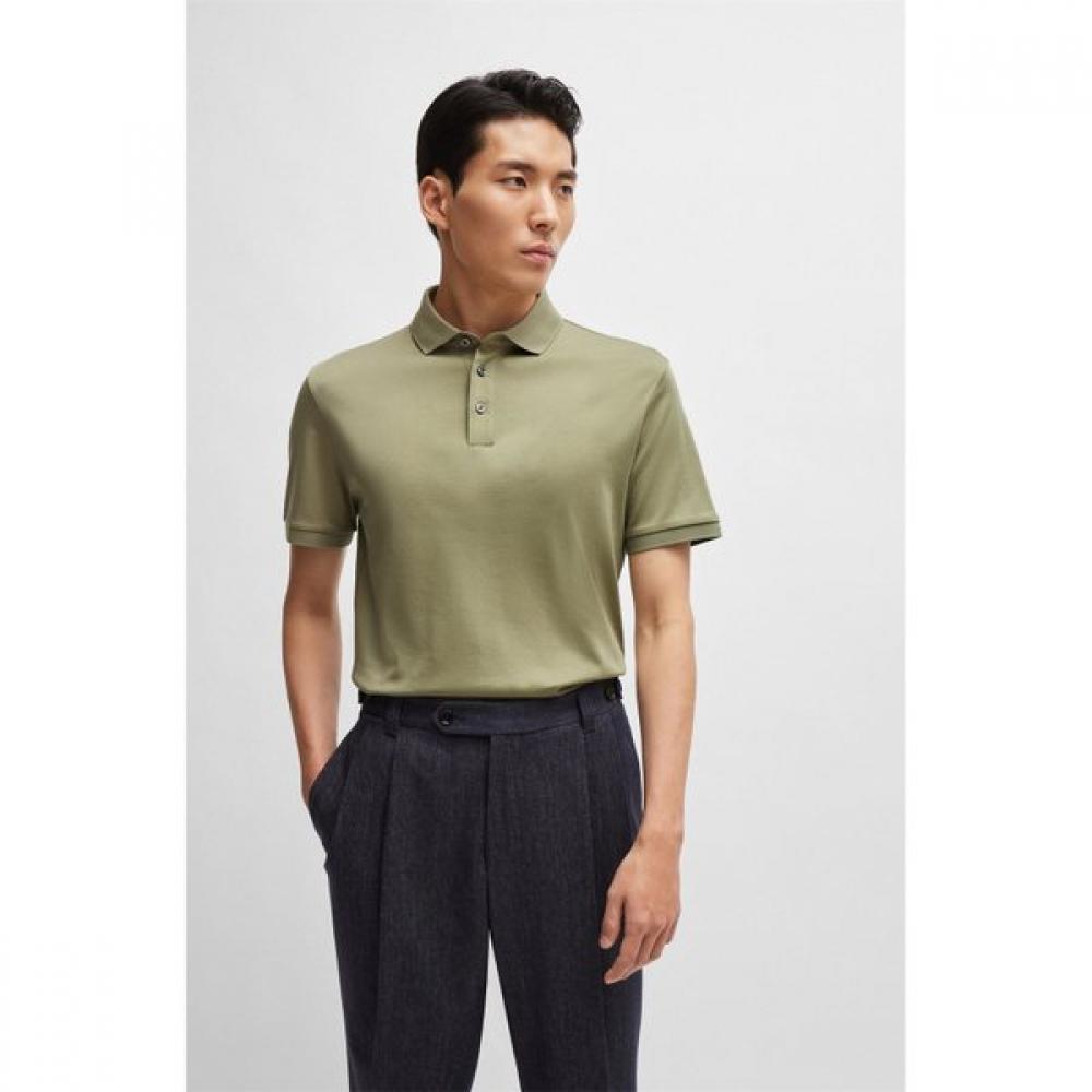 Boss Italian Cotton Regular Fit Polo Shirt Open Green 50494980370 M