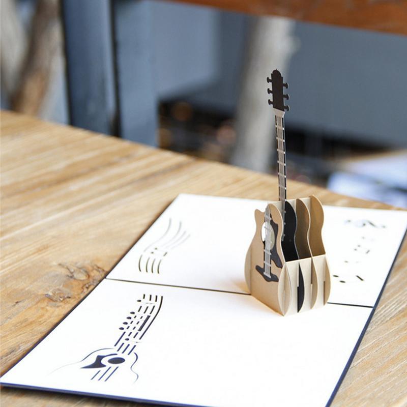 3D für Pop-Up-Gitarre Grußkarte für Glückwünsche Musikliebhaber Alles Gute zum Geburtstag Danke mit Umschlag Einladung, Neujahr G