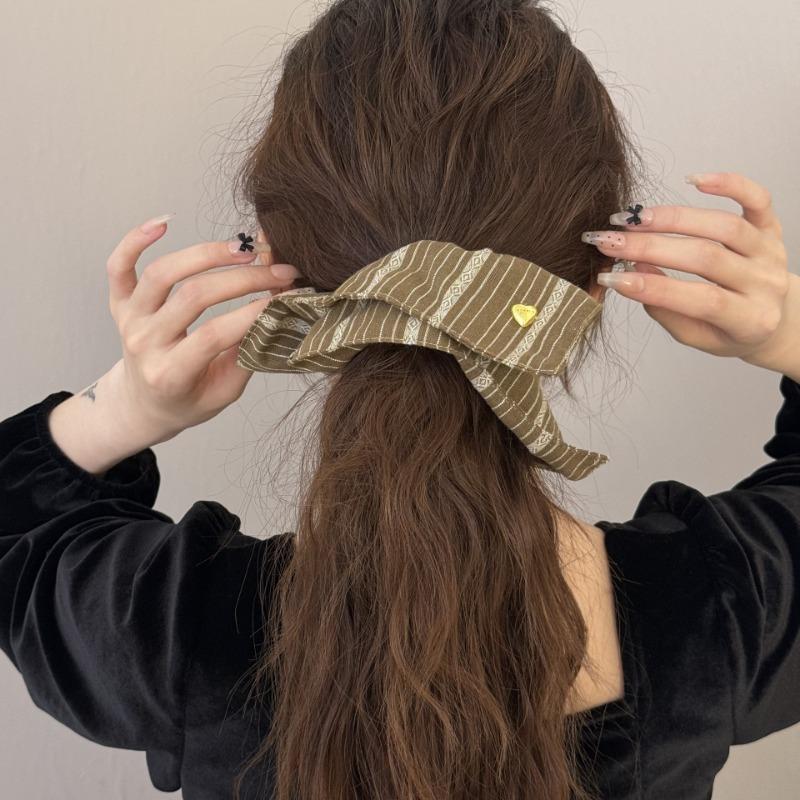 Retro pruhovaná čtvercová gumička do vlasů ve stylu lesa, čtvercový šátek, gumička do vlasů, gumička do vlasů, kožená gumička, luxusní pocit