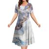 2026 New Summer Loose A-line Dress 3D Printing Short-sleeved Women's Evening Dress Women's Elegant Fashion Round Neck Dress