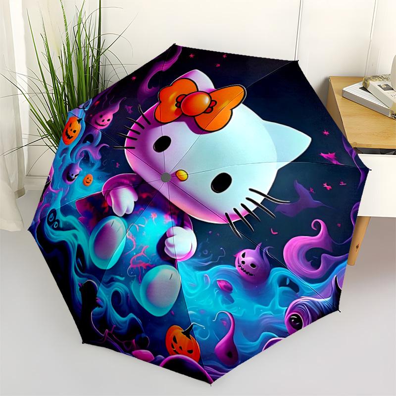 

1pc Spooky Hello Kitty Automatic Open/Close Umbrella - Compact Travel Umbrella with 8-Rib Durable Frame, Portable for Commuting, yy251023030