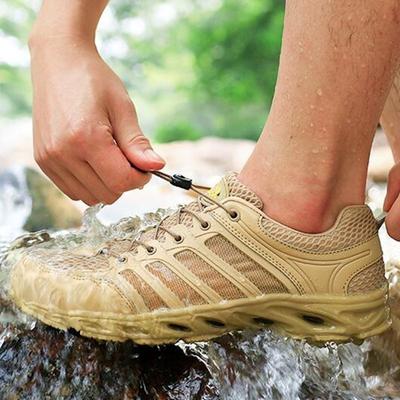 Sapatos esportivos ao ar livre para acampamento para homens, calçados táticos para caminhadas e rio acima para o verão, revestimento respirável e à prova d'água