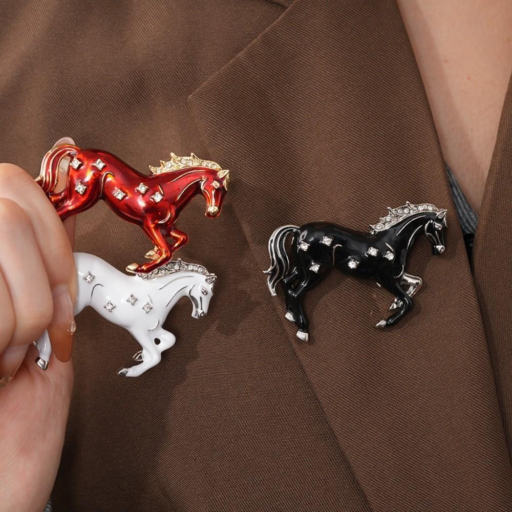 Horse Year Zodiac Horse Head Brooch Chinese New Year Metal Pony Badge Pin Zodiac Animal Pins  Man
