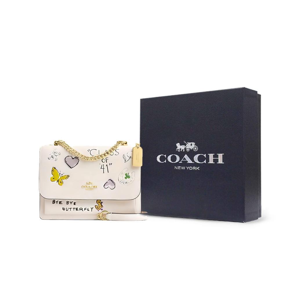 Coach Klare 21 Sketch Print Chain Strap Leather Crossbody Bag Small Women Bags Chalk-White CAK15-IMCAH